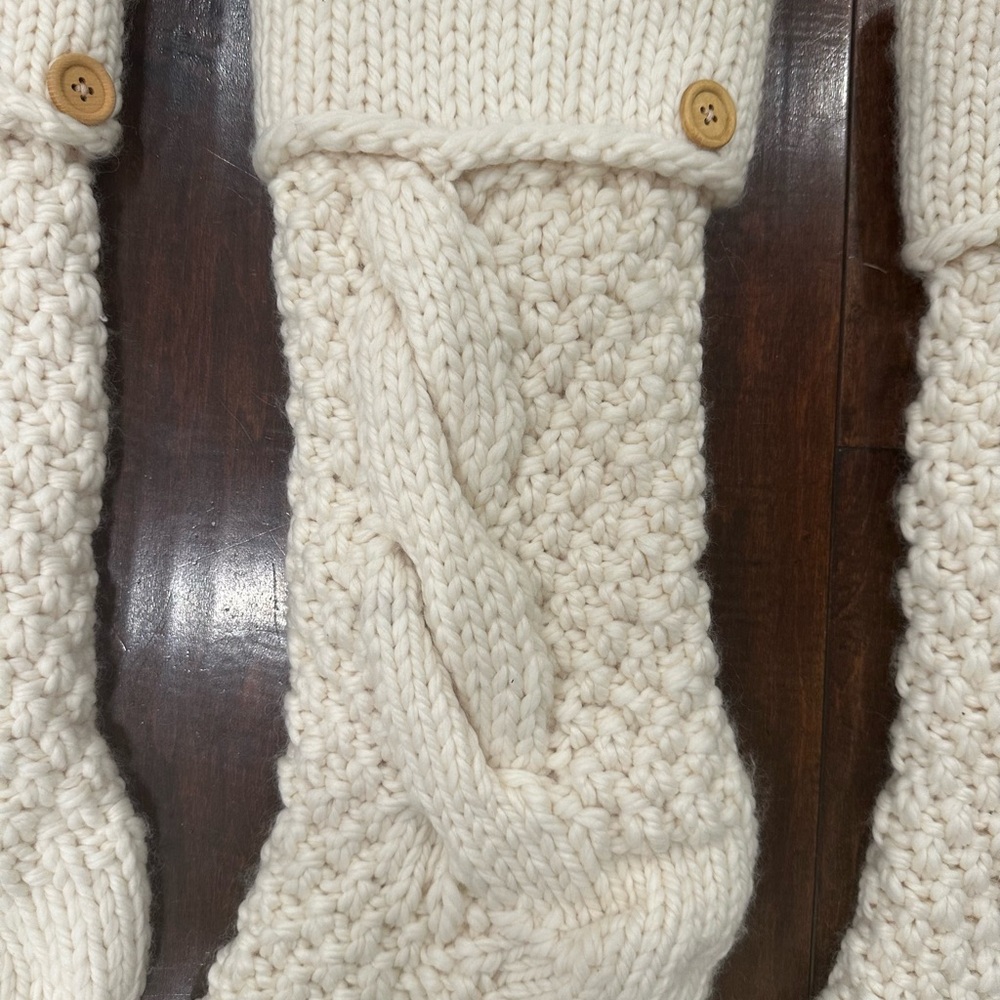 Pottery Barn Cream Knit Holiday Stockings -Set of 4 - Picture 4 of 6